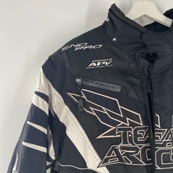 Arctic Cat Team Arctic Sno Pro A-Tex Snowmobile Jacket Black White *READ* Sz L M - Picture 2 of 16